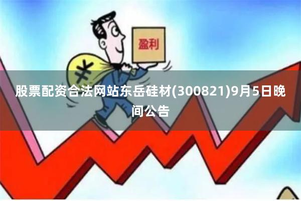 股票配资合法网站东岳硅材(300821)9月5日晚间公告