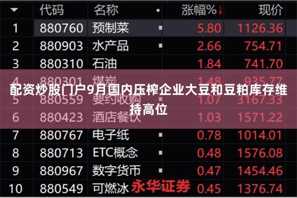 配资炒股门户9月国内压榨企业大豆和豆粕库存维持高位